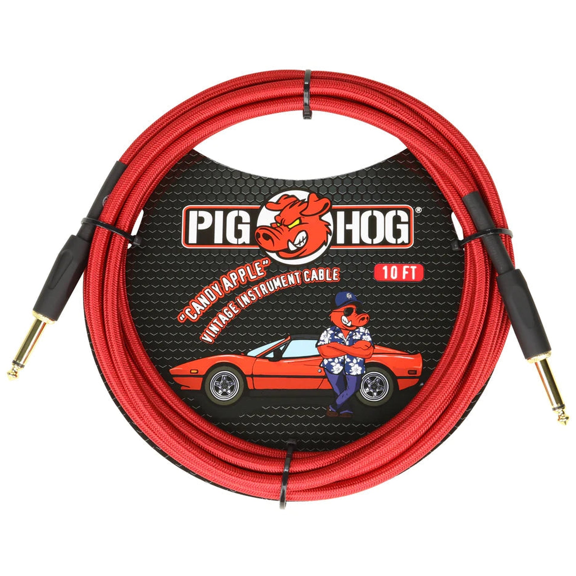 Pig Hog Woven Instrument Cable 3m - Candy Apple Red - Joondalup Music Centre