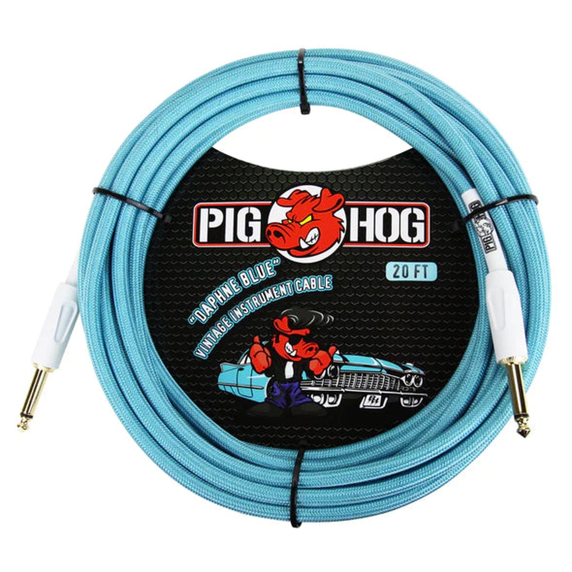 PIG HOG WOVEN INSTRUMENT CABLE 6M - DAPHNE BLUE - Joondalup Music Centre