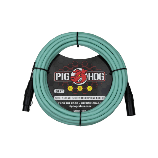 PIG HOG HEX SERIES XLR MICROPHONE CABLE 6M - SEAFOAM GREEN - Joondalup Music Centre