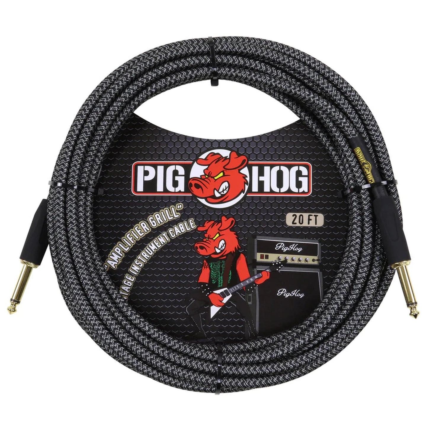 Pig Hog Woven Instrument Cable 6m - Amp Grill - Joondalup Music Centre