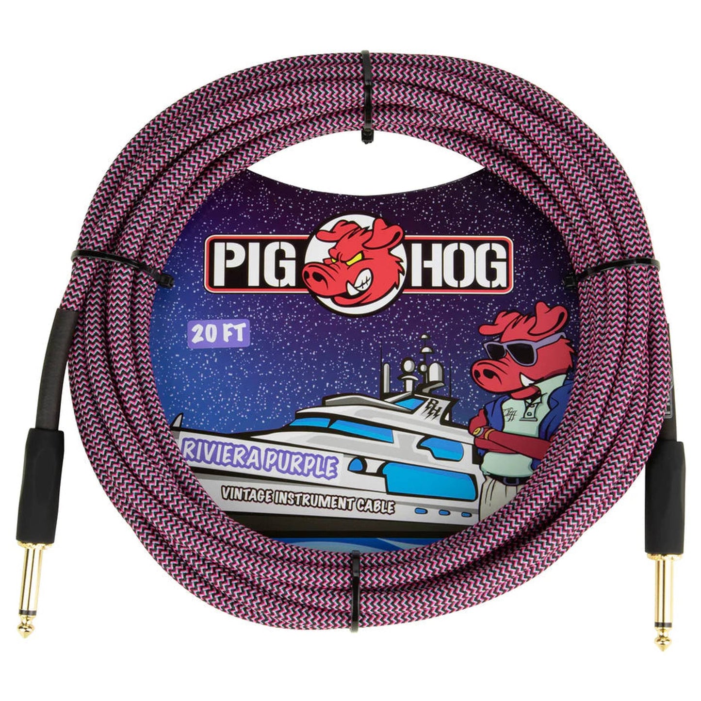 PIG HOG WOVEN INSTRUMENT CABLE 6M - RIVIERA PURPLE - Joondalup Music Centre