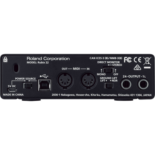 Roland Rubix22 Audio Interface - Joondalup Music Centre back