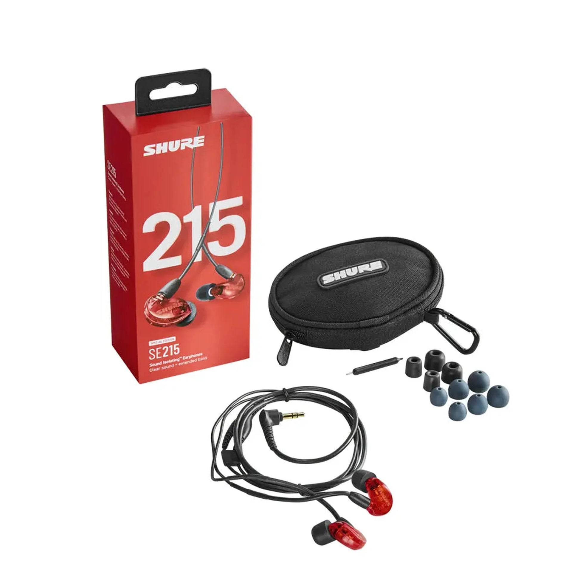 Shure SE215SPE In Ear Sound Isolating Earphones Special Edition - Translucent Red