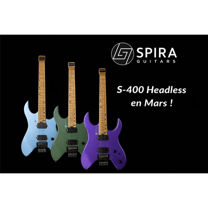 Spira S-400-MPB-HLESS Headless Electric Guitar - Satin Blue multi colours