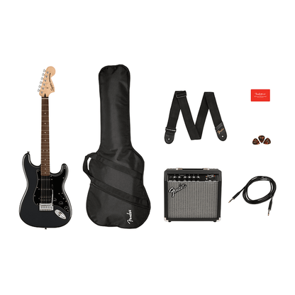 SQUIER AFFINITY STRATOCASTER HSS ELECTRIC GUITAR PACK - CHARCOAL FROST METALLIC - Joondalup Music Centre