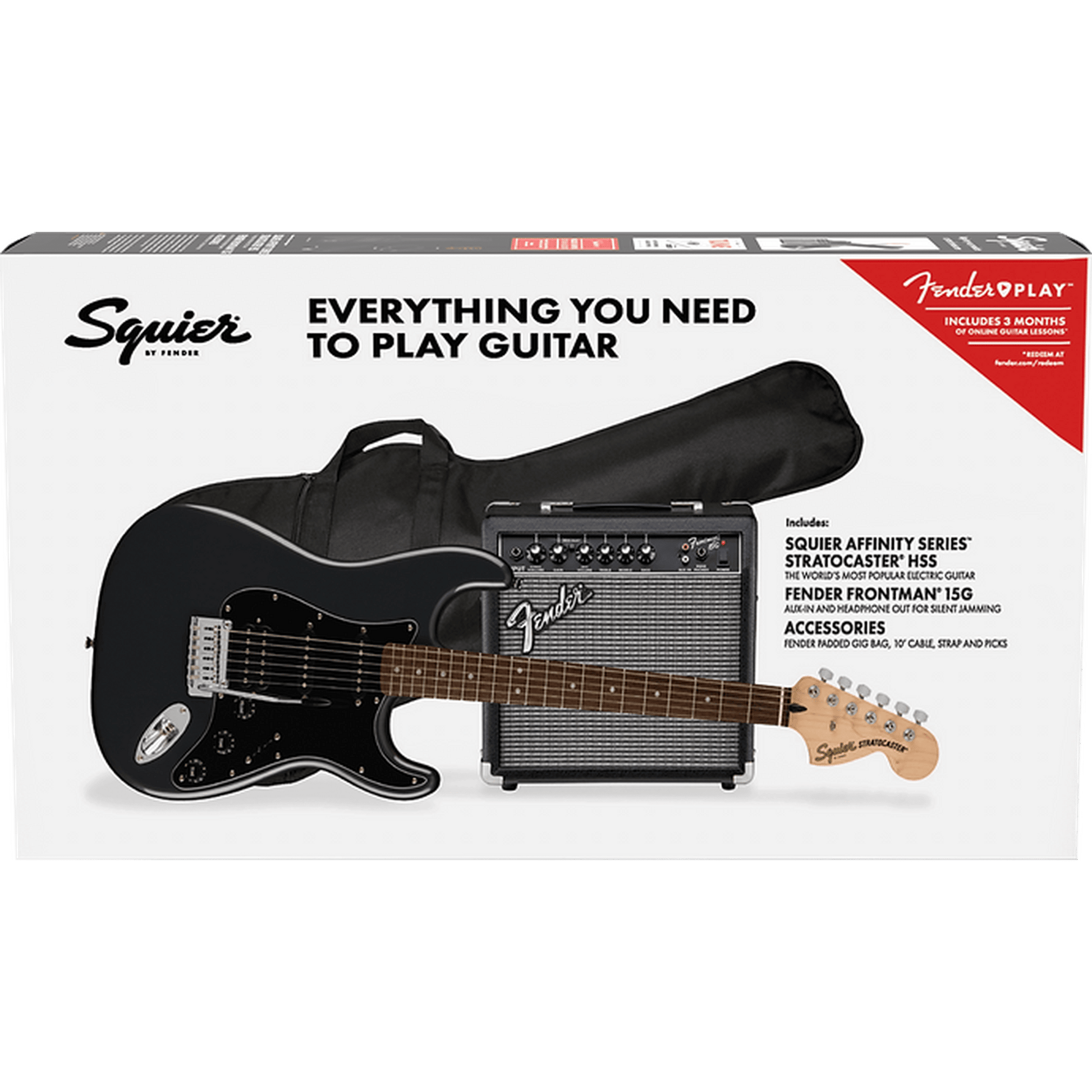 SQUIER AFFINITY STRATOCASTER HSS ELECTRIC GUITAR PACK - CHARCOAL FROST METALLIC - Joondalup Music Centre