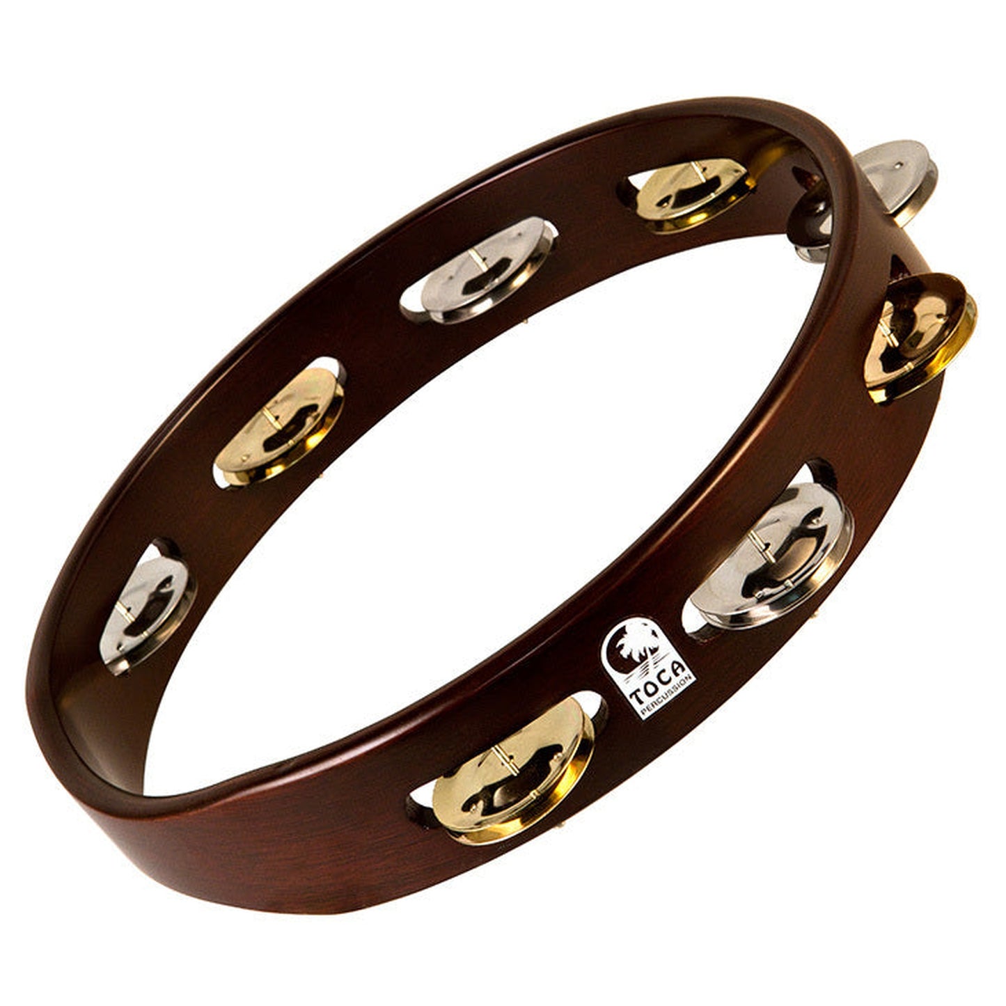 TOCA DARK ACACIA HARDWOOD 10IN TAMBOURINE W/ SINGLE ROW OF JINGLES - Joondalup Music Centre