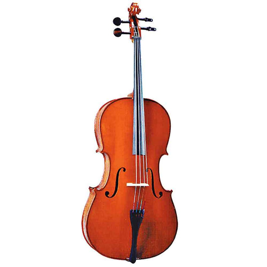 VALENCIA 3/4 SIZE SOLID TOP/BACK CELLO OUTFIT - TRADITIONAL CHESTNUT - Joondalup Music Centre