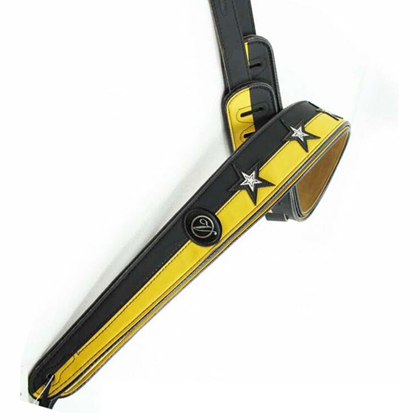 VORSON WHITE STAR GUITAR STRAP BLACK/ YELLOW - Joondalup Music Centre