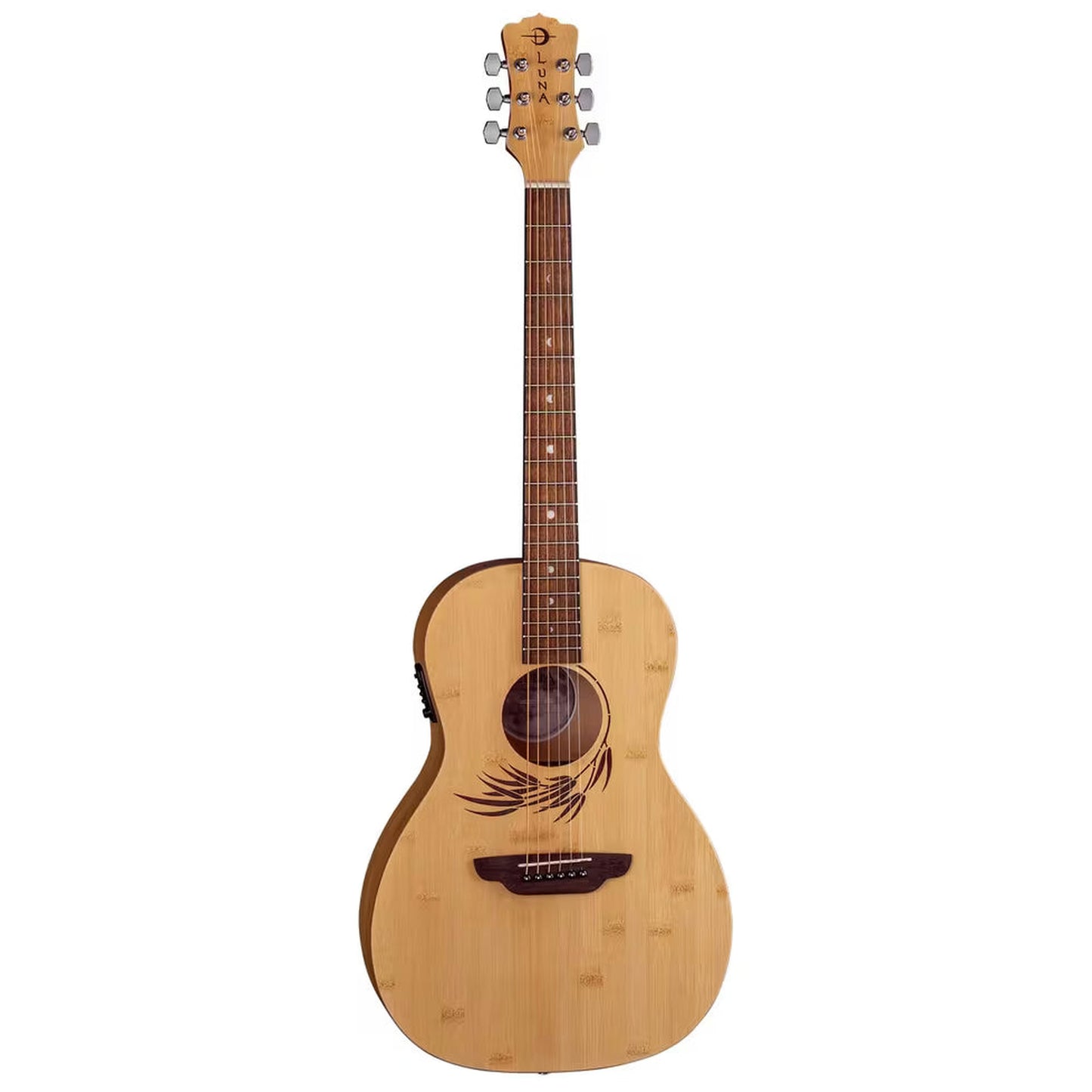 Luna Woodland Bamboo Parlor Acoustic Electric Guitar